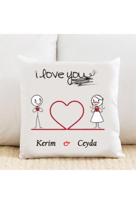 I Love You Kişiye Özel Yastık Kılıfı Pi156