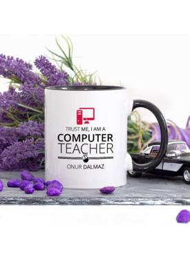 Kişiye Özel Lacivert Renkli Bilgisayar Öğretmeni Kupa Bardak
