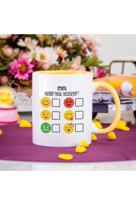 Kişiye Özel Bugün Nasıl Hissediyorsun Emoji Kupa - Sarı