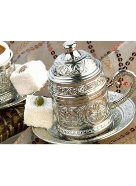 Osmanlı Motifli Kahve Fincanı - Gümüş