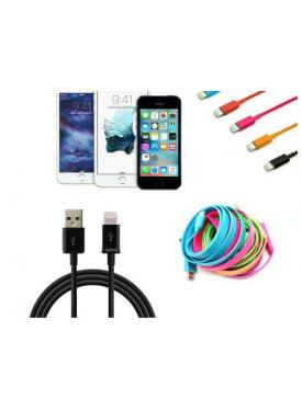 Renkli iPhone 5 5S 6 6S USB Data Kablosu - Siyah