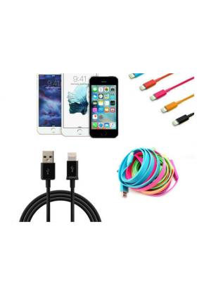 Renkli iPhone 5 5S 6 6S USB Data Kablosu - Siyah