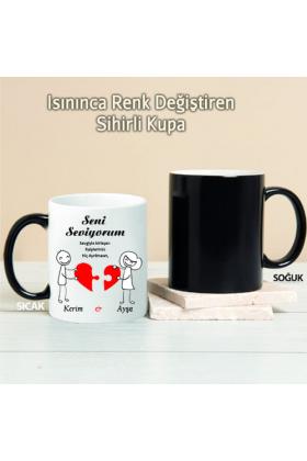 Sevgiyle Birleşen Kalpler Kişiye Özel Sihirli Kupa Pi176