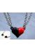 2 Li Kırmızı-Siyah Mıknatıslı Kalpli  Çift Kolye - Sevgili- Arkadaş - BFF Kolyesi