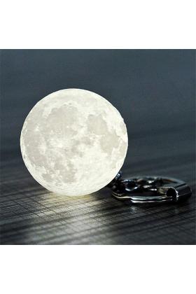 3D Led Anahtarlık  Moon Lamba Işıklı Ay Anahtarlık