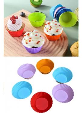6 Adet Yıkanabilir Mini Tırtıklı Muffin Kalıbı- Ribanalı Kek-Cupcake- Renkli Hamur Işi Kabı