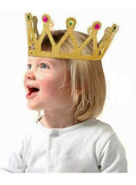 Altın Renk Çocuk ve Yetişkin Uyumlu Kraliçe Tacı Prenses Tacı 8X25 cm
