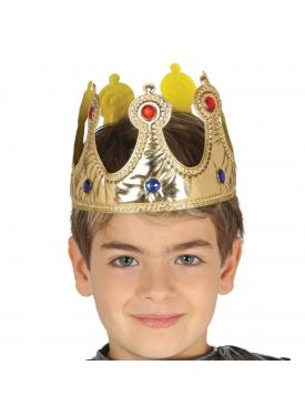 Altın Renk Kumaş Malzemeden İmal Çocuk Kral Tacı 57 cm