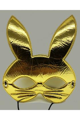 Altın Renk Kumaş Malzemeden İmal Tavşan Maskesi 25X17 cm