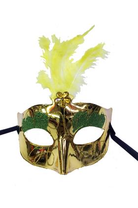 Altın Renk Tüylü Yılbaşı Parti Maskesi