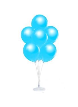 Balon Standı ve 10 Adet Sedefli Metalik Açık Mavi Balon Seti