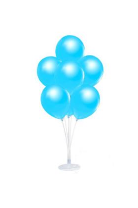 Balon Standı ve 10 Adet Sedefli Metalik Açık Mavi Balon Seti
