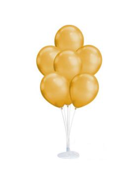 Balon Standı ve 10 Adet Sedefli Metalik Gold Balon Seti