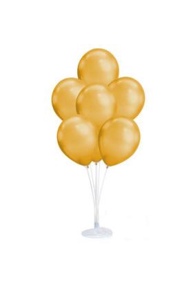 Balon Standı ve 10 Adet Sedefli Metalik Gold Balon Seti