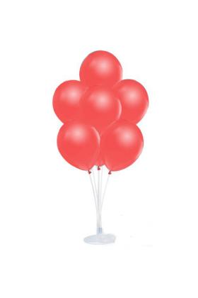 Balon Standı ve 10 Adet Sedefli Metalik Kırmızı Balon Seti