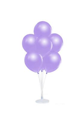 Balon Standı ve 10 Adet Sedefli Metalik Lila Balon Seti