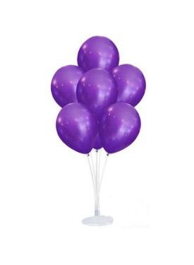 Balon Standı ve 10 Adet Sedefli Metalik Mor Balon Seti