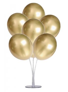 Balon Standı ve 7 Adet Altın Renk Krom Balon Seti