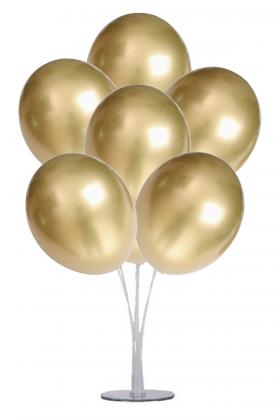 Balon Standı ve 7 Adet Altın Renk Krom Balon Seti