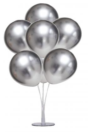 Balon Standı ve 7 Adet Gümüş Renk Krom Balon Seti