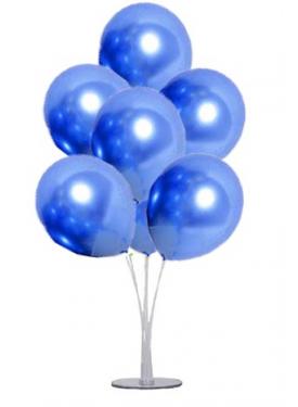 Balon Standı ve 7 Adet Mavi Renk Krom Balon Seti