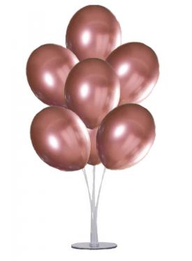 Balon Standı ve 7 Adet Pembe Renk Krom Balon Seti
