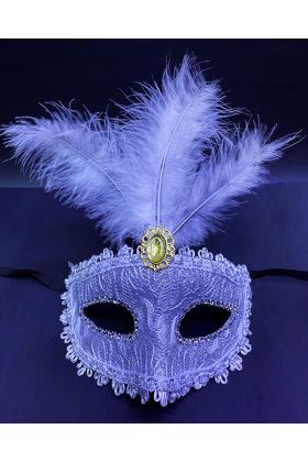 Beyaz Dantel İşlemeli Balo Maskesi Parti Maskesi 16x22 cm