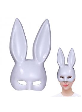 Beyaz Renk Ekstra Lüks Uzun Tavşan Maskesi 35x16 cm