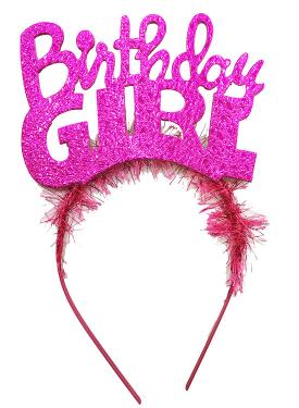 Birthday Girl Yazılı Fuşya Renk Parti Kızı Doğum Günü Tacı