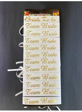 Bride To Be Bileklik - Team Bride Bileklik - Beyaz Üzeri Metalize Altın Yazılı 12 Adet