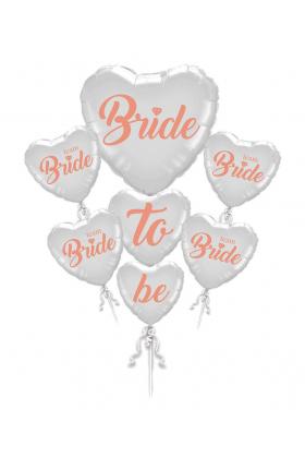 Bride To Be Team Bride Folyo Balon Buket Seti 5li Set Rose Gold Renk 100 cm