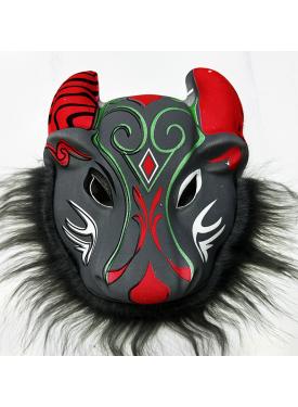 Bufalo Maskesi - Kırmızı Boynuzlu Bufalo Maskesi Yetişkin Çocuk Uyumlu Model 4