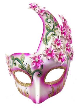 Çiçekli Orjinal Masquerade Harem Maskesi El İşlemeli Pembe Renk