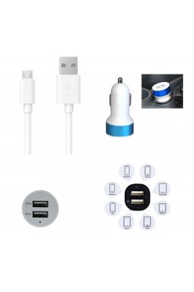 Çift USB Girişli 3.1 Çıkışlı Seyahat Seti Android / Micro Usb