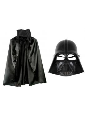 Çocuk Boy Yıldız Savaşları Star Wars Darth Vadet Maskesi ve 90 cm Pelerin Seti Siyah