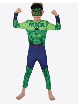 Çocuk Hulk Kostümü - Yeşil Dev Kostümü - Maskeli