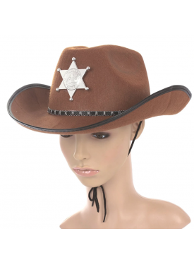 Çocuk Kovboy Şapkası Sheriff Şapkası Kahverengi