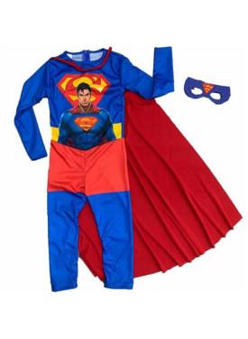 Çocuk Superman Kostümü - Pelerinli ve Maskeli Superman Kostüm 11-12 Yaş