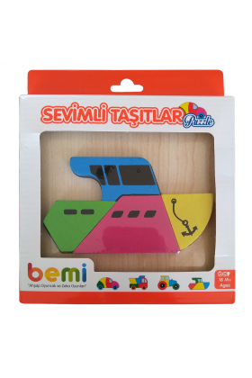 Gemi Puzzle Renkli Ahşap Yapboz Sevimli Taşıtlar Koordinasyon Geliştirici Standlı