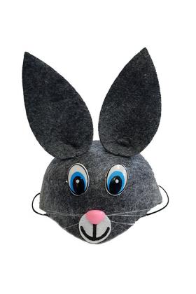 Gri Renk Kulaklı Tavşan Şapkası Hayvan Şapkası