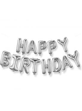 Gümüş Renk Happy Birthday Folyo Doğum Günü Balonu 35 cm