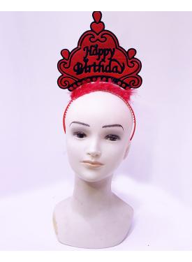 Happy Birthday Neon Kırmızı Renk Doğum Günü Tacı 24x15 cm