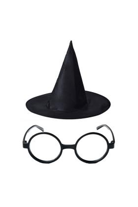 Harry Potter Büyücü Şapkası ve Harry Potter Büyücü Gözlüğü Siyah Renk