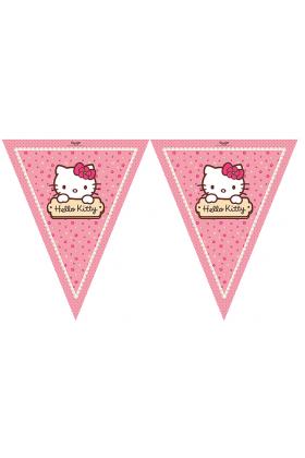 Hello Kitty Temalı Üçgen Bayrak Flama Süsleme 3.2 Metre