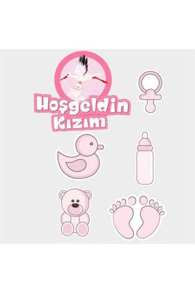 Hoşgeldin Kızım Baby Shower Sticker Etiket Seti 6 Adet