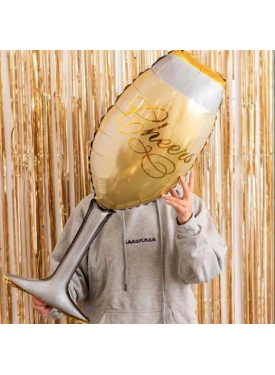 Kadeh Şekilli Cheers Yazılı Folyo Balon 37x92 cm