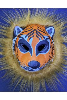 Kahverengi Peluş Saçlı Kırılmaz Yumuşak Tiger Maskesi 22x19 cm