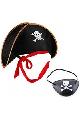 Kaptan Jack Çocuk Korsan Şapkası ve Göz Bandı Seti