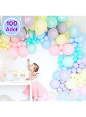 Karışık Renk Makaron Pastel Balon 100 Adet 12 İnch