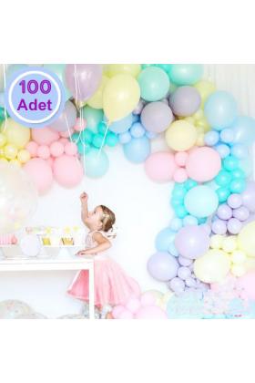 Karışık Renk Makaron Pastel Balon 100 Adet 12 İnch